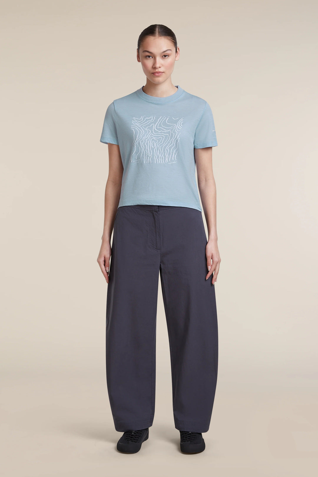Womens Merino 150 Tech Lite Short Sleeve Crop T Shirt Great Heights Zinc Blue 0A57JO