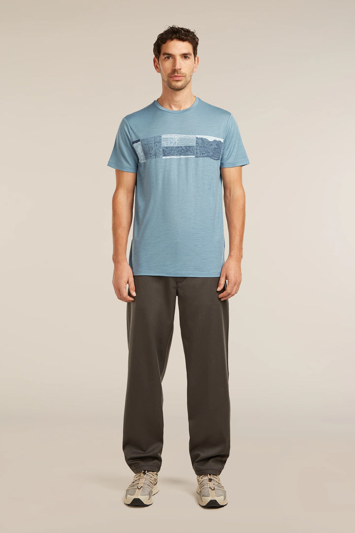 Mens  Merino 150 Tech Lite Short Sleeve T-Shirt Elevation Line Flint Blue 0A57FP