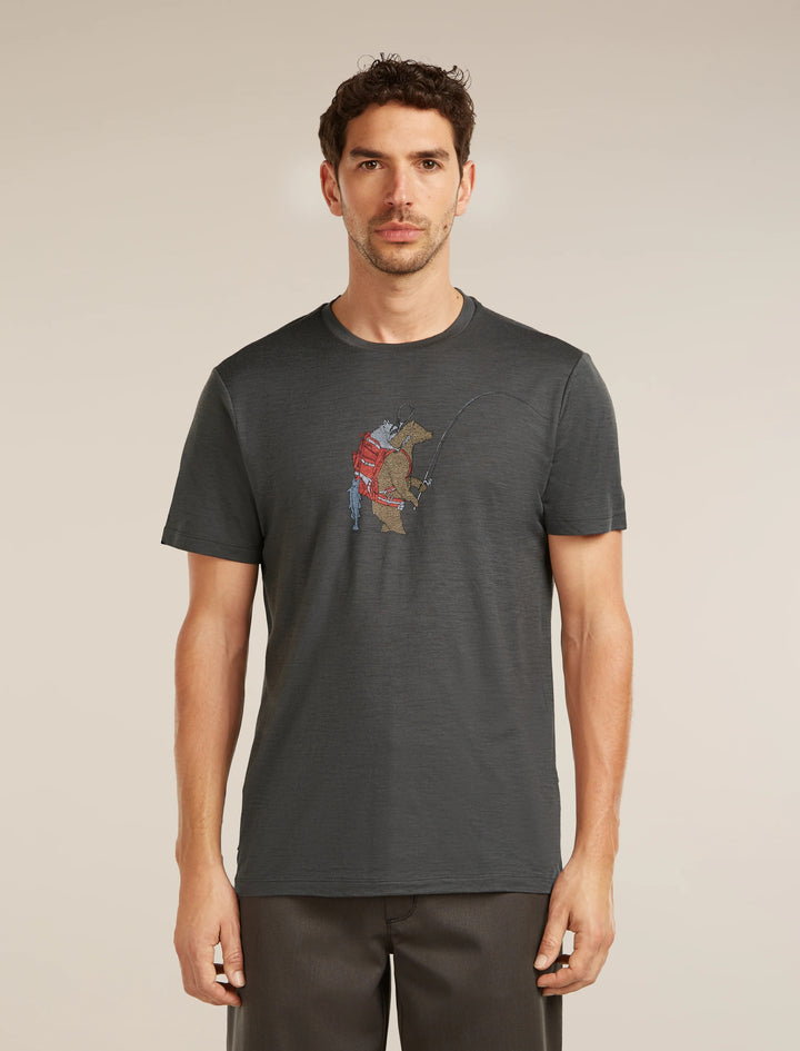 Mens Merino 150 Tech Lite Short Sleeve T-Shirt  Bear Catch Obsidian 0A57FU