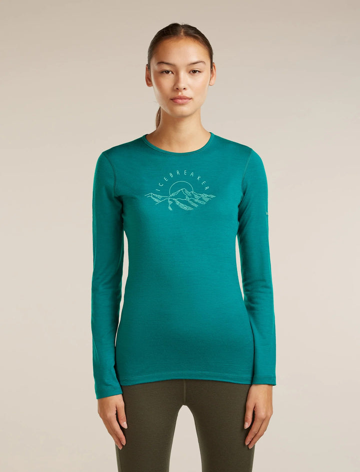 Womens Merino 200 Oasis Long Sleeve Crewe Sunrise Summit  Tidal teal 0A57GL