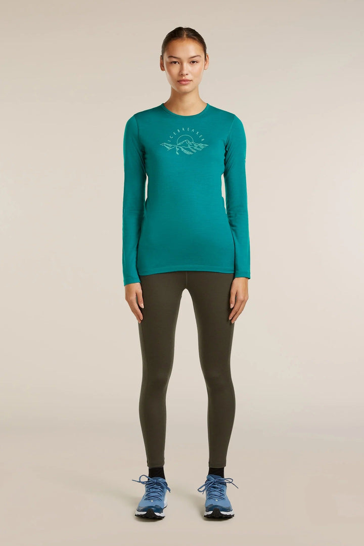 Womens Merino 200 Oasis Long Sleeve Crewe Sunrise Summit  Tidal teal 0A57GL