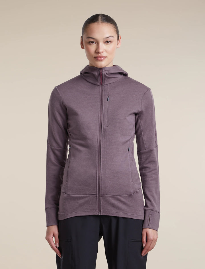 Womens Merino 260 Quantum Long Sleeve Zip Hoodie  Grey Plum/Dark Berry BA56XR