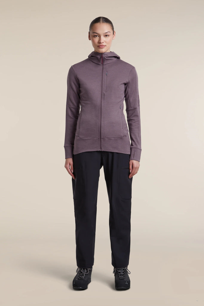 Womens Merino 260 Quantum Long Sleeve Zip Hoodie  Grey Plum/Dark Berry BA56XR