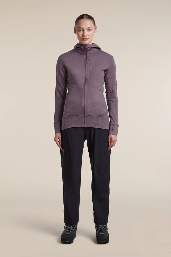 Womens Merino 260 Quantum Long Sleeve Zip Hoodie  Grey Plum/Dark Berry BA56XR