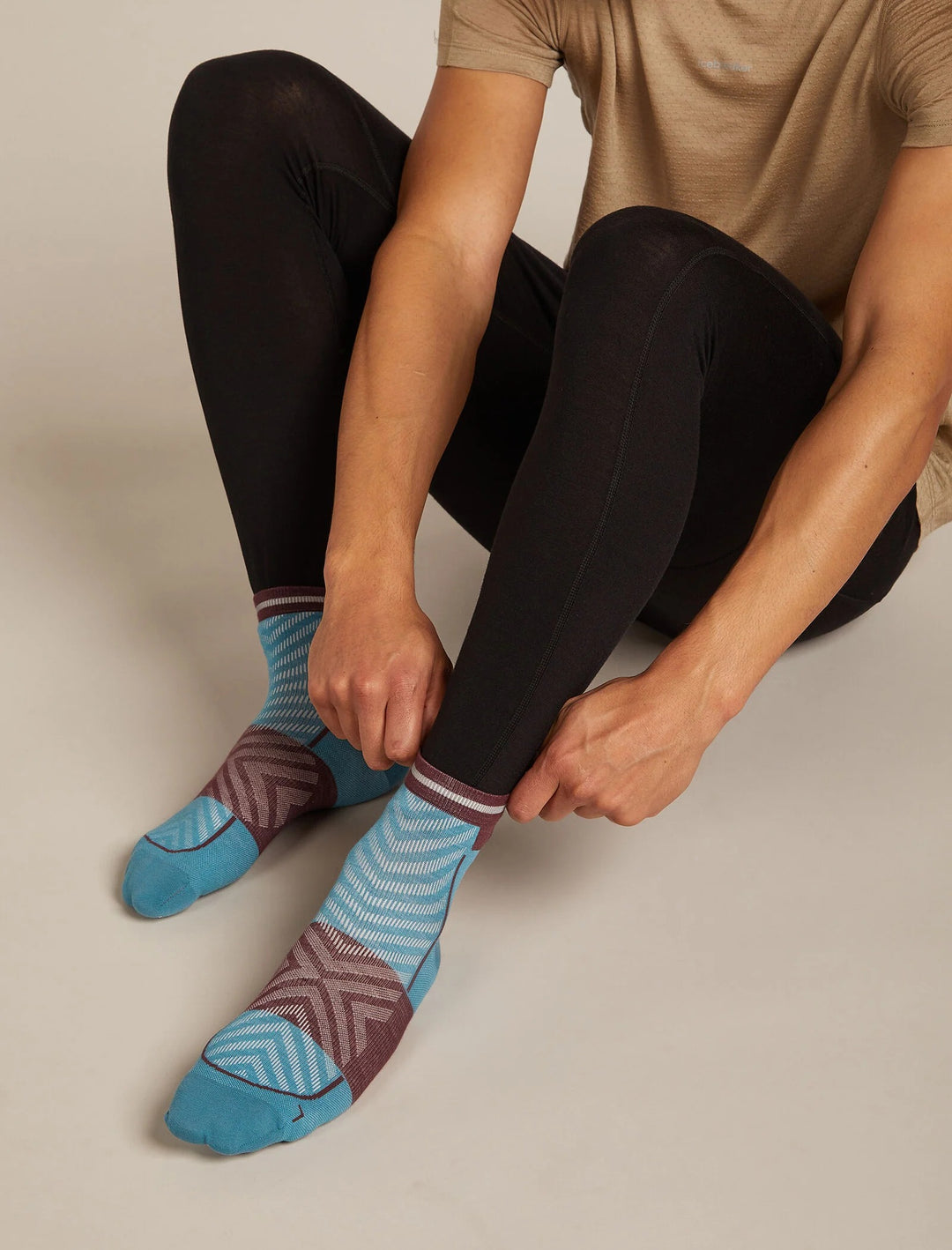 Mens Merino Blend Run+ Ultralight Mini Socks Topaz/Java 0A56VI