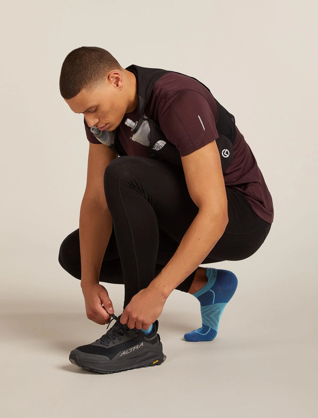 Mens Merino Blend Run+ Ultralight Micro Socks  Atlantis/Topaz 0A56VH