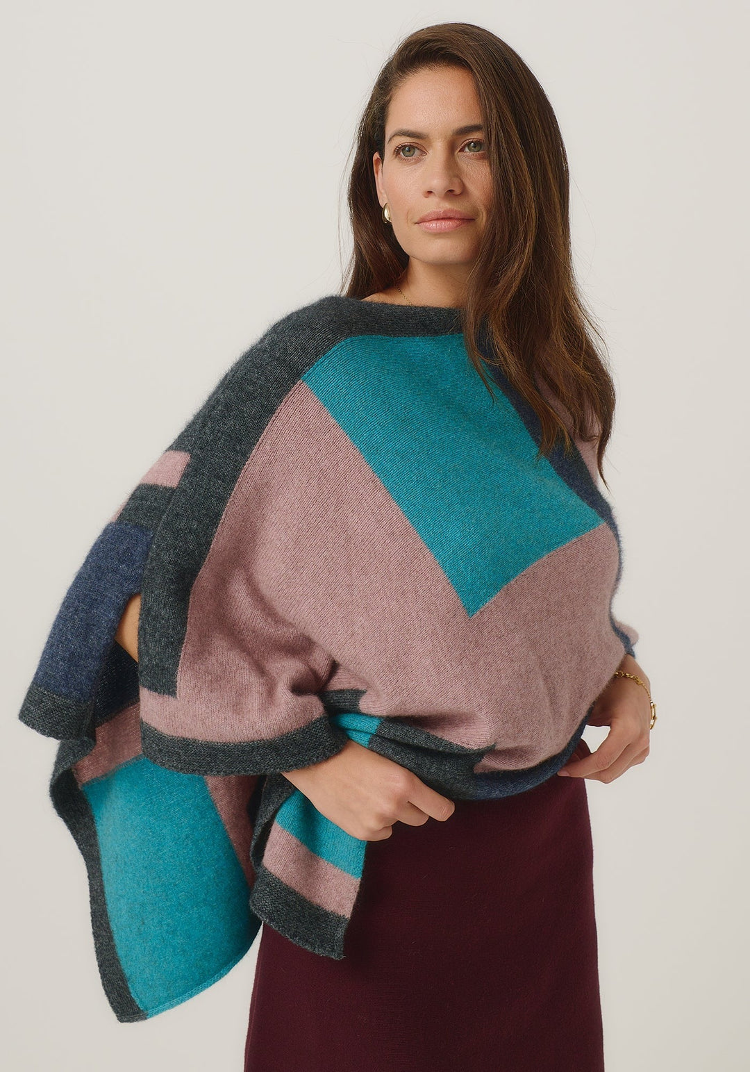 Womens Empress Poncho Rose Dust/Glacier  Multi