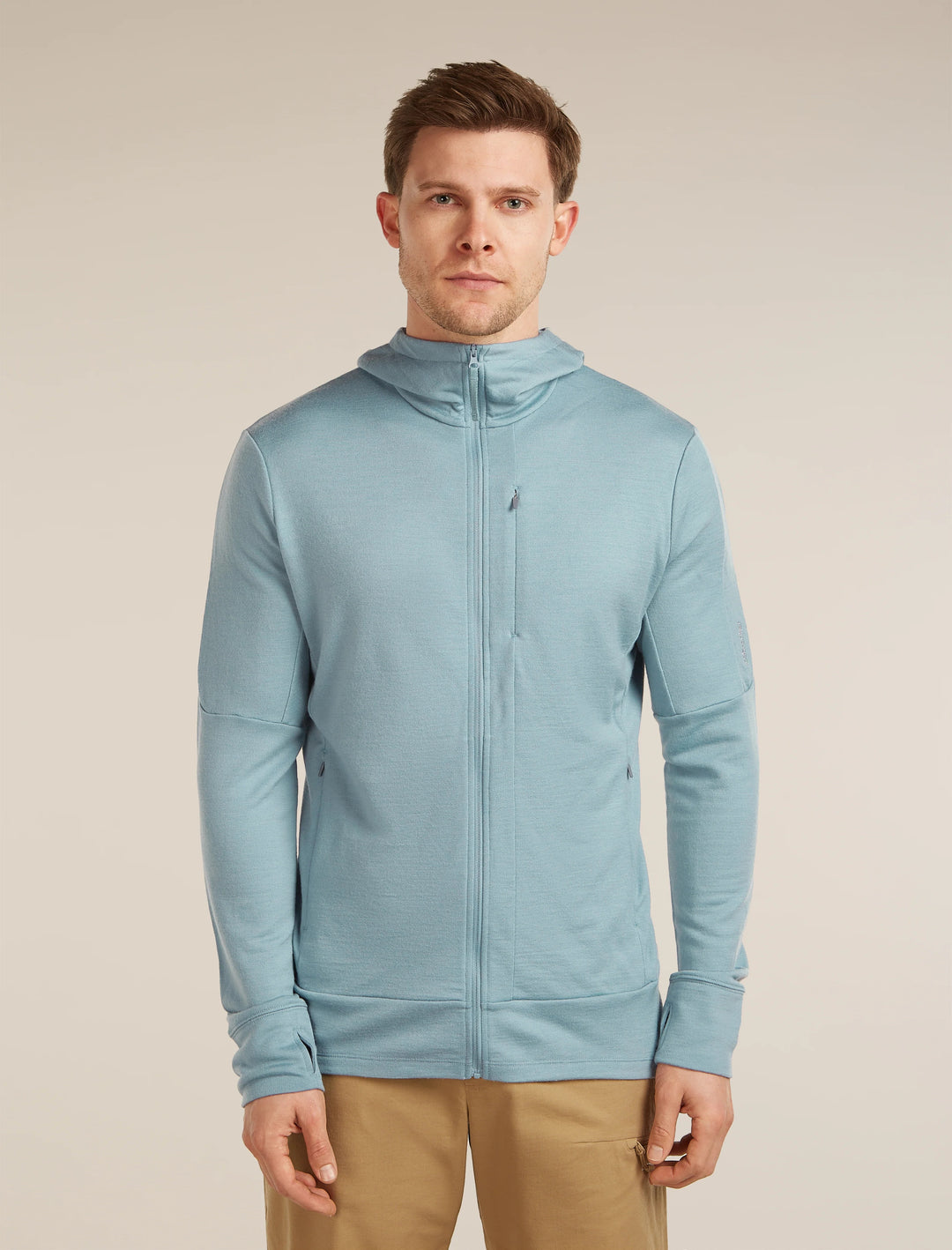 Mens Merino 260 Quantum Long Sleeve Zip Hoodie Flint Blue  BA56W2