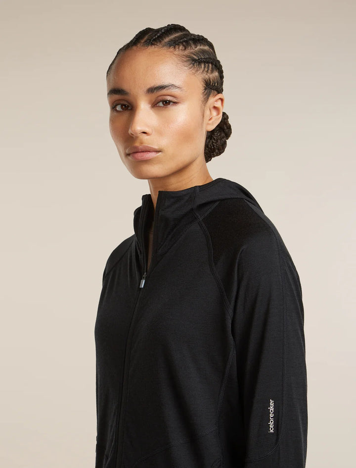 Womens 150 MerinoFine™ Ace Long Sleeve Zip Hoodie UPF  Black  0A57EM