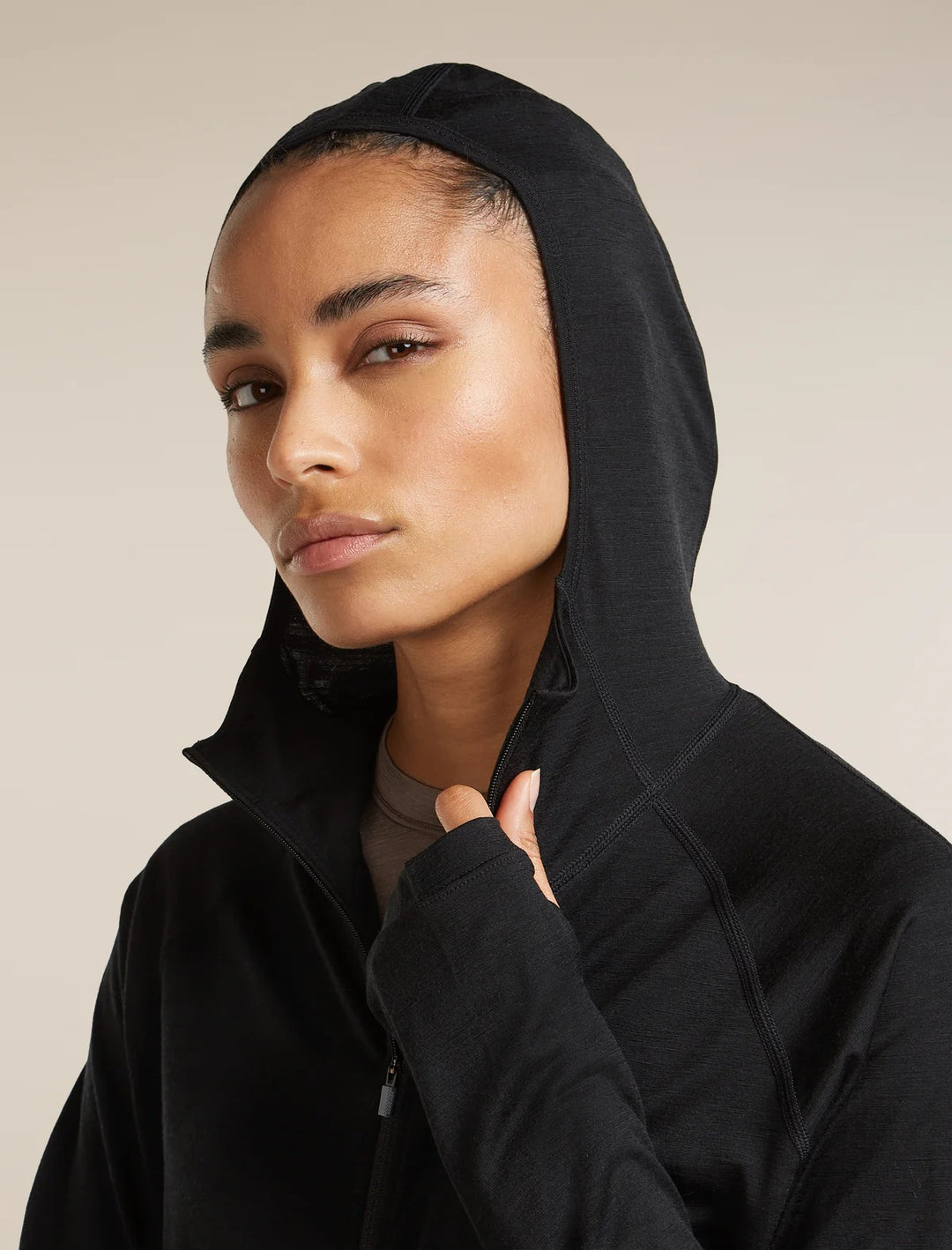 Womens 150 MerinoFine™ Ace Long Sleeve Zip Hoodie UPF  Black  0A57EM