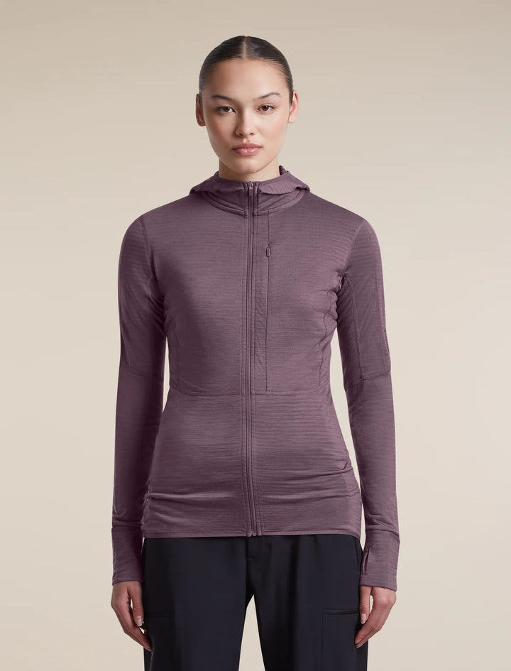 Womens Merino Blend 200 RealFleece™ Descender Long Sleeve Zip Hoodie  Grey Plum 0A57QK