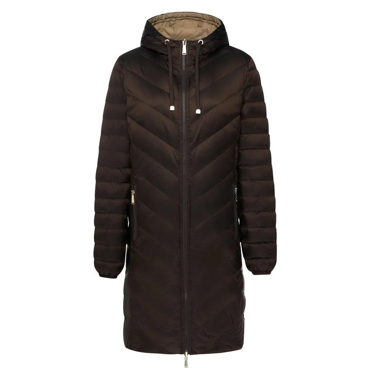 Womens Arnie Reversible Puffer Down Coat   Chocolate/Palomino