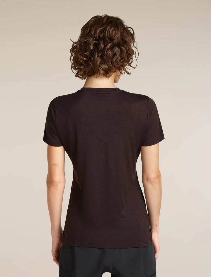 Womens Merino 150 Tech Lite Short Sleeve T Shirt Peaceful Pass Sleeve  Bittersweet 0A57JN