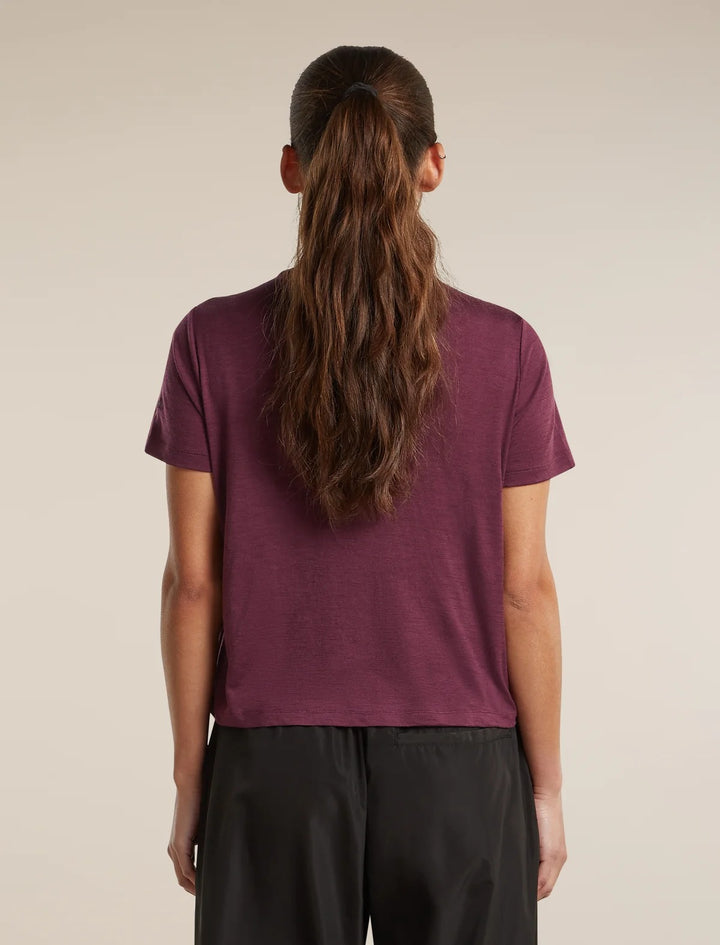 Womens Merino 150 Tech Lite Short Sleeve Crop T Shirt Great Heights  Dark Berry 0A57JO