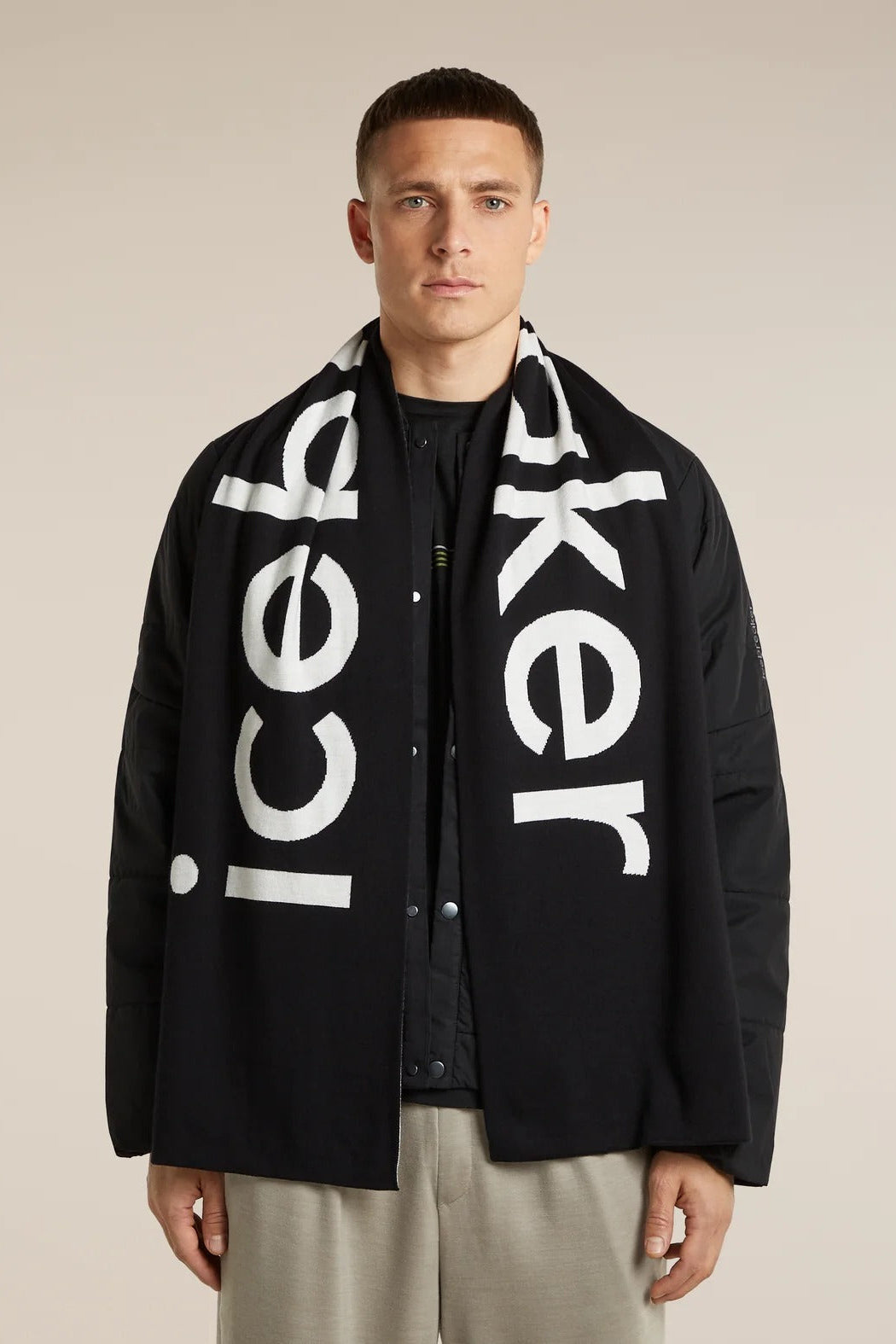 Adult  Unisex Merino icebreaker Scarf  Black/Ecru Heather 0A57IT