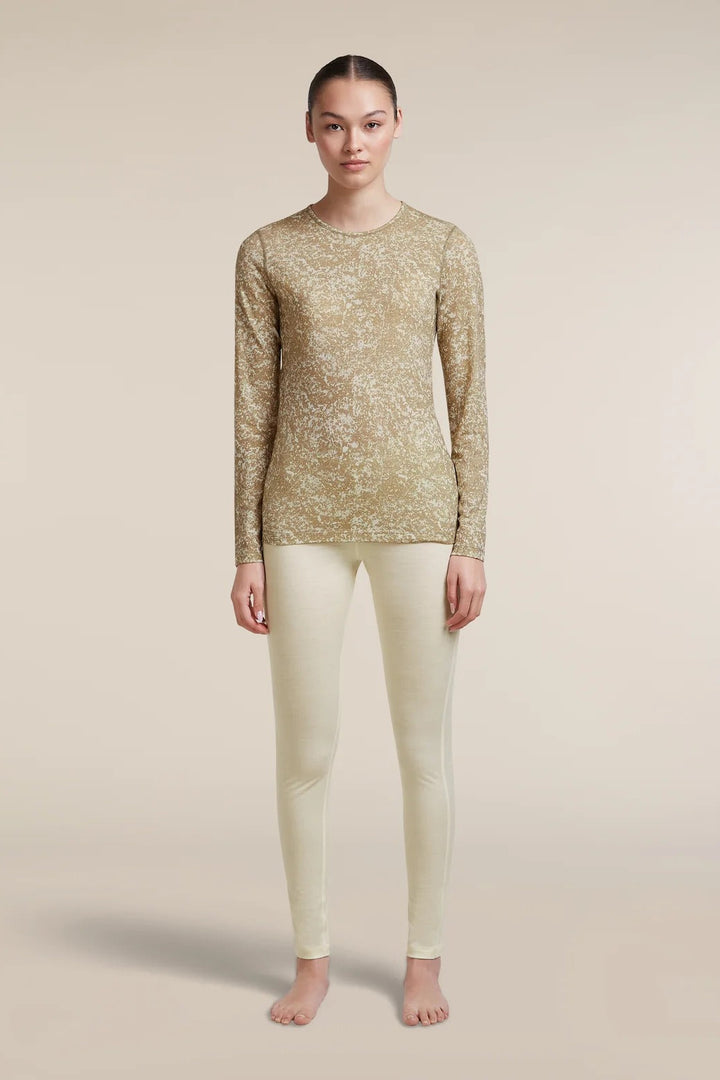 Womens Merino 200 Oasis Long Sleeve Crewe Moss Bloom   Cumin/Undyed/Aop 0A57J1