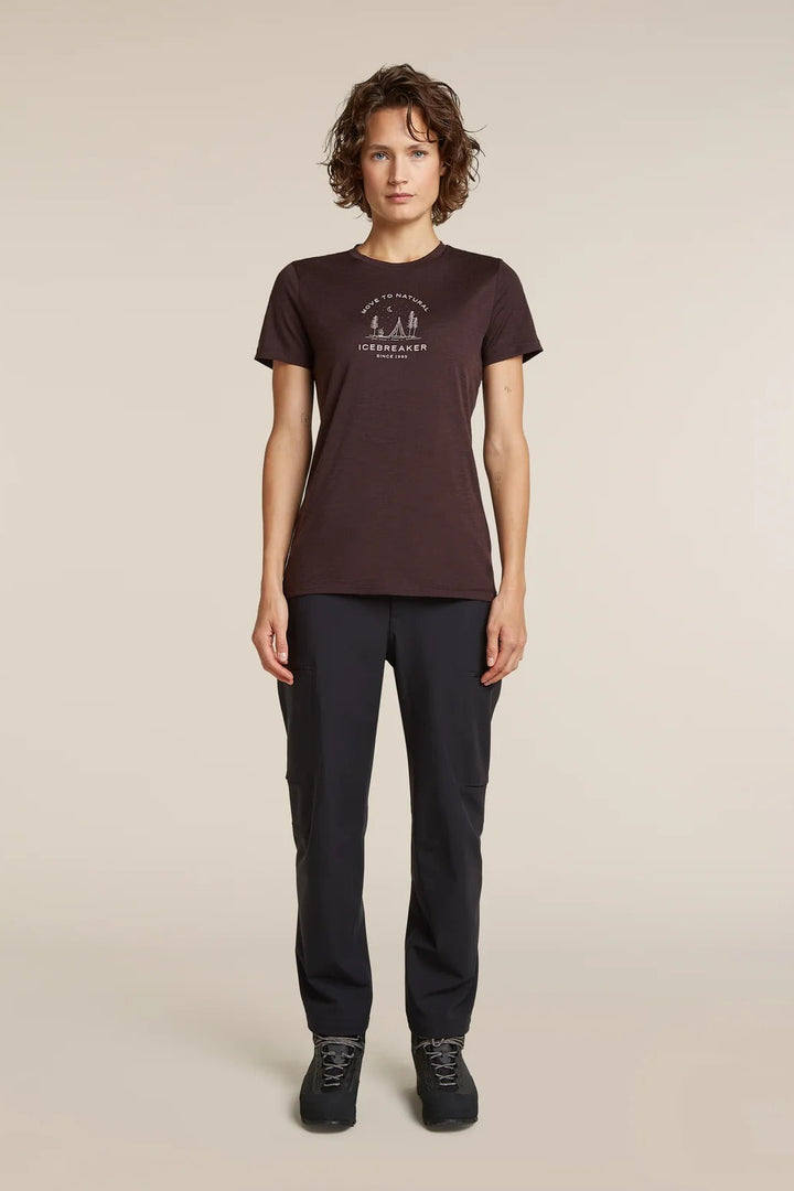 Womens Merino 150 Tech Lite Short Sleeve T Shirt Peaceful Pass Sleeve  Bittersweet 0A57JN