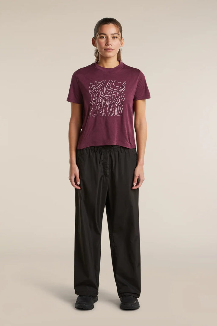 Womens Merino 150 Tech Lite Short Sleeve Crop T Shirt Great Heights  Dark Berry 0A57JO