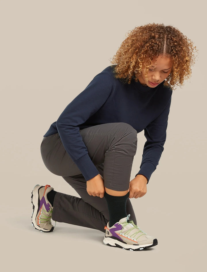 Womens Merino Lifestyle Light Crew Socks Black IBN313