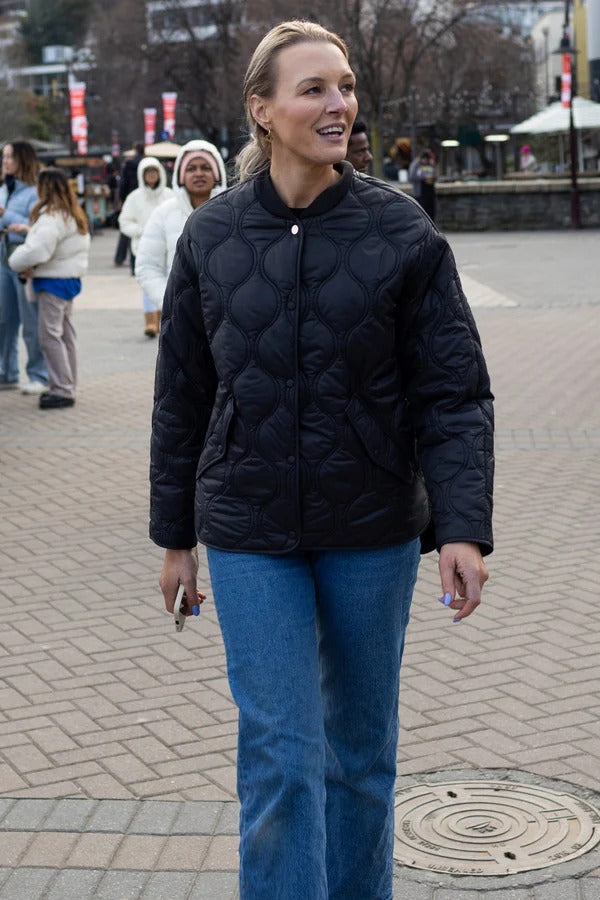 Womens Talei Quilt Bomber Black