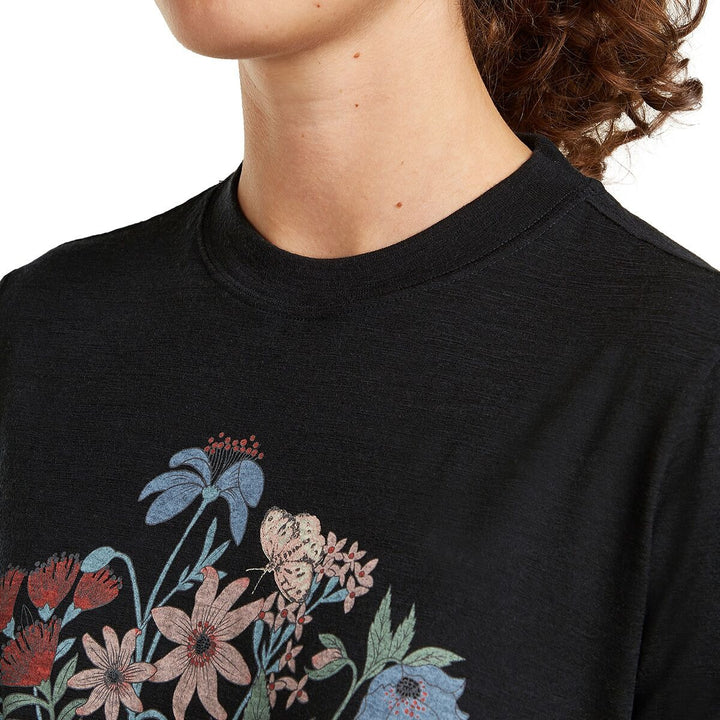 Womens Merino 150 Tech Lite Short Sleeve Crop Tee NZ Flora Black 0A57FZ