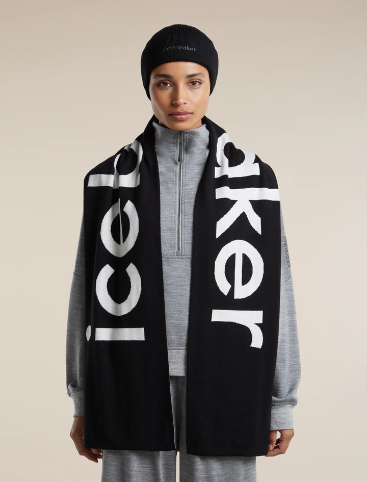 Adult  Unisex Merino icebreaker Scarf  Black/Ecru Heather 0A57IT