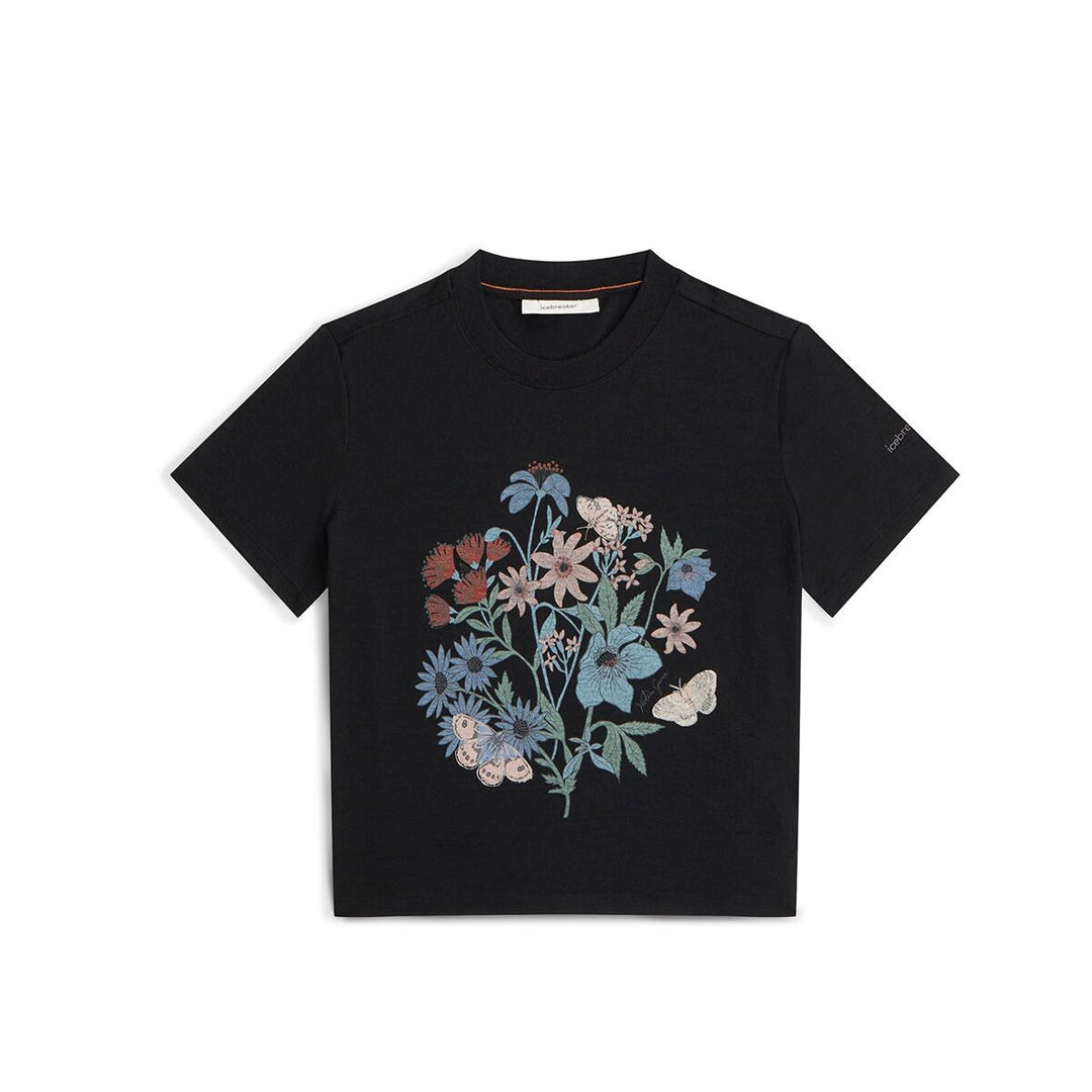 Womens Merino 150 Tech Lite Short Sleeve Crop Tee NZ Flora Black 0A57FZ