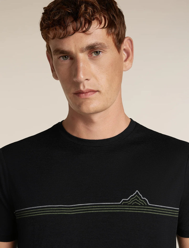 Mens Merino 150 Tech Lite Short Sleeve T-Shirt  Range Stripes Black 0A57FO