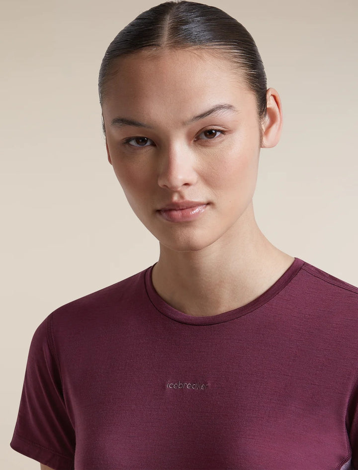 Womens Merino Blend 125 Cool-Lite™ Sphere Short Sleeve T Shirt Colour Block  Dark Berry/Grey Plum 0A57I1