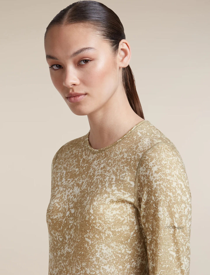 Womens Merino 200 Oasis Long Sleeve Crewe Moss Bloom   Cumin/Undyed/Aop 0A57J1