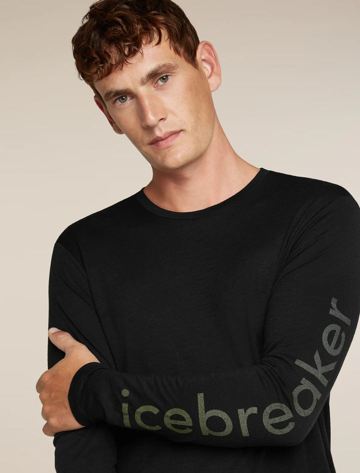 Mens Merino 150 Tech Lite Long Sleeve T Shirt IB Vertical Black  0A57JR