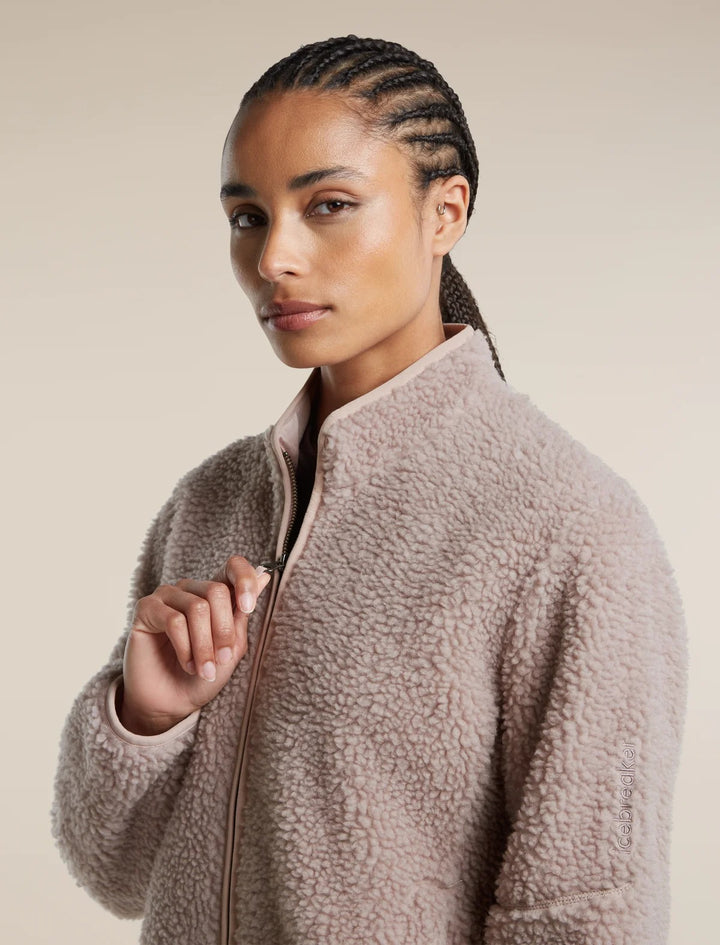 Womens Merino Blend 960 RealFleece™ High Pile Long Sleeve Zip Pink Quartz Heather 0A57KX