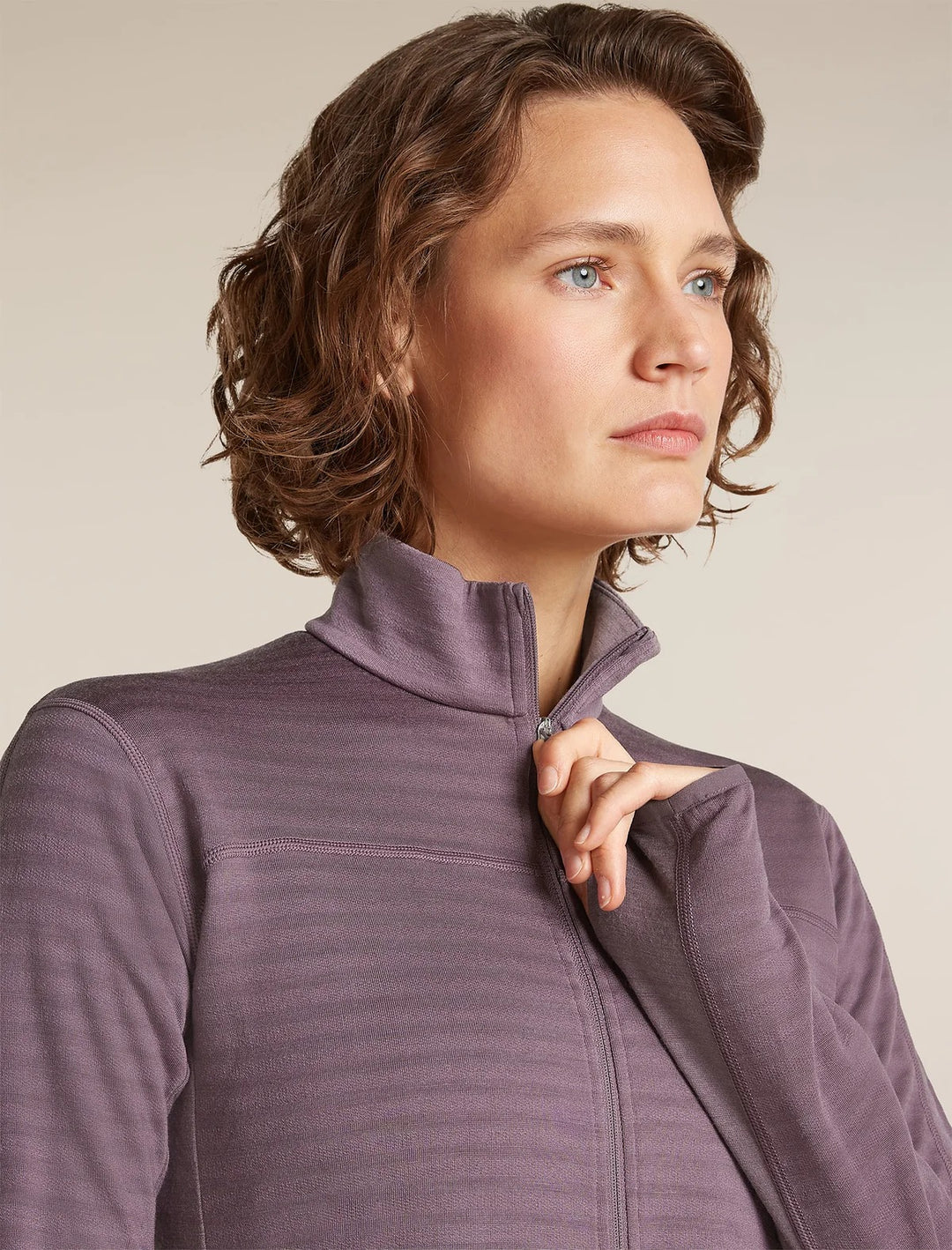 Womens Merino Blend 300 RealFleece™ Descender Long Sleeve Zip Grey Plum 0A57QL