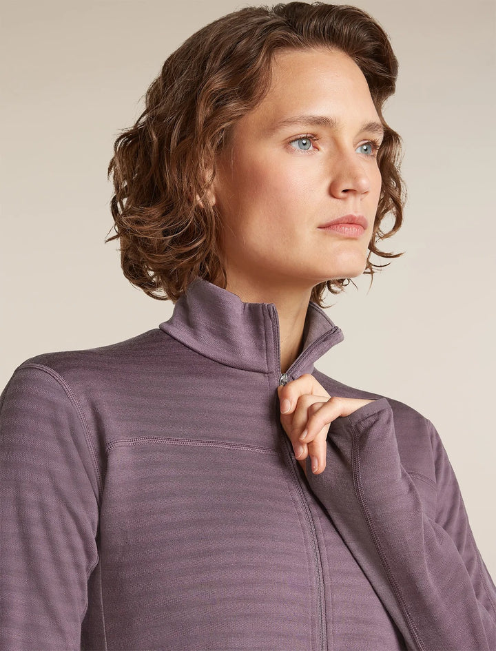 Womens Merino Blend 300 RealFleece™ Descender Long Sleeve Zip Grey Plum 0A57QL