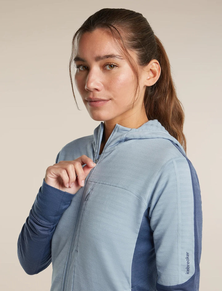 Womens Merino Blend 300 RealFleece™ Descender Long Sleeve Zip Hoodie  Dawn/Zinc Blue 0A57QM