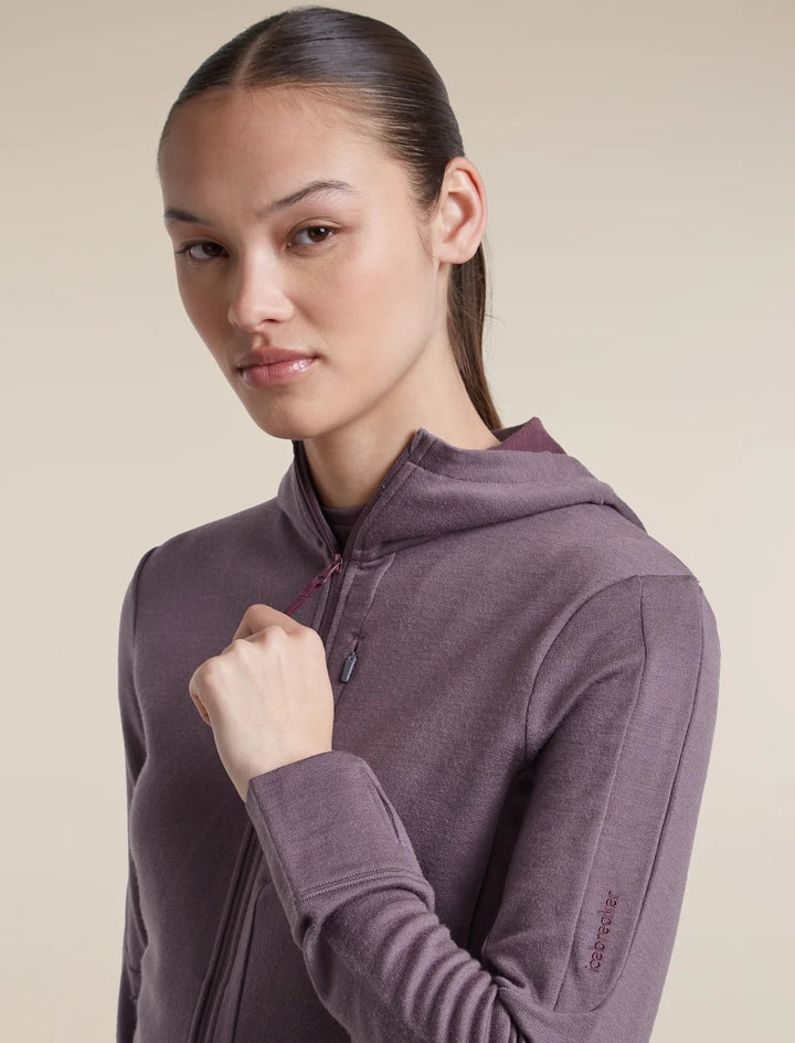 Womens Merino 260 Quantum Long Sleeve Zip Hoodie  Grey Plum/Dark Berry BA56XR