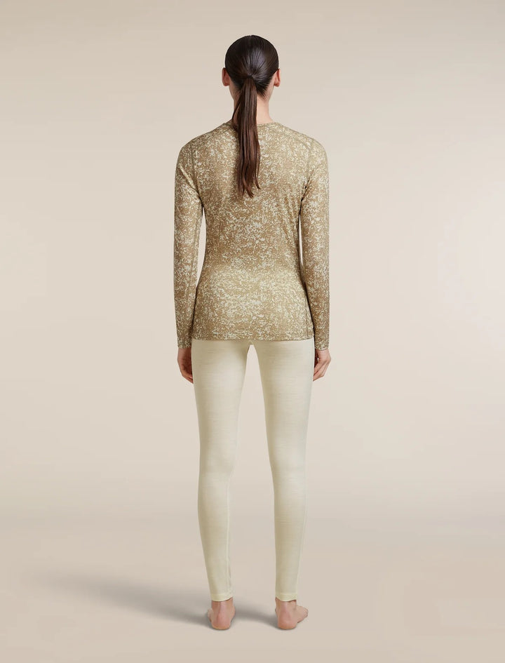 Womens Merino 200 Oasis Long Sleeve Crewe Moss Bloom   Cumin/Undyed/Aop 0A57J1