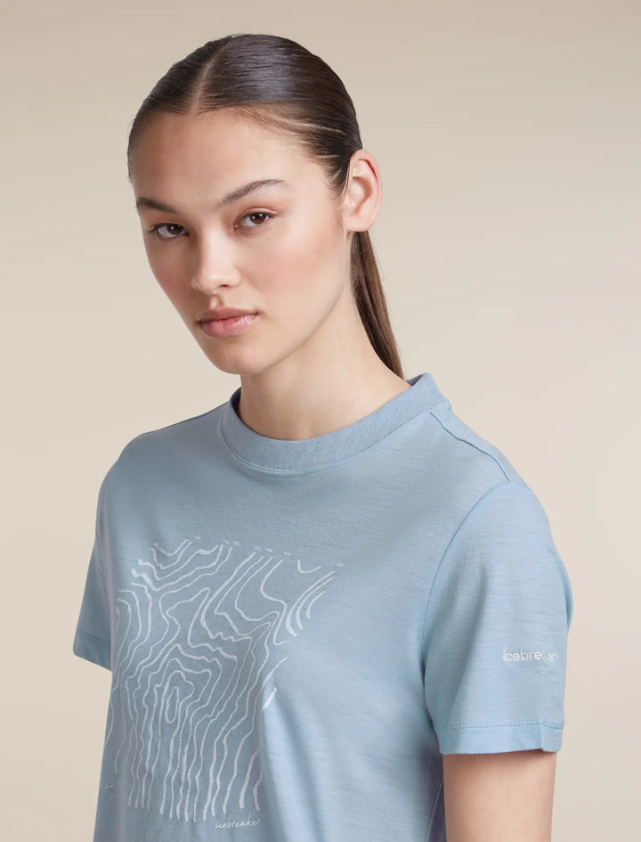 Womens Merino 150 Tech Lite Short Sleeve Crop T Shirt Great Heights Zinc Blue 0A57JO