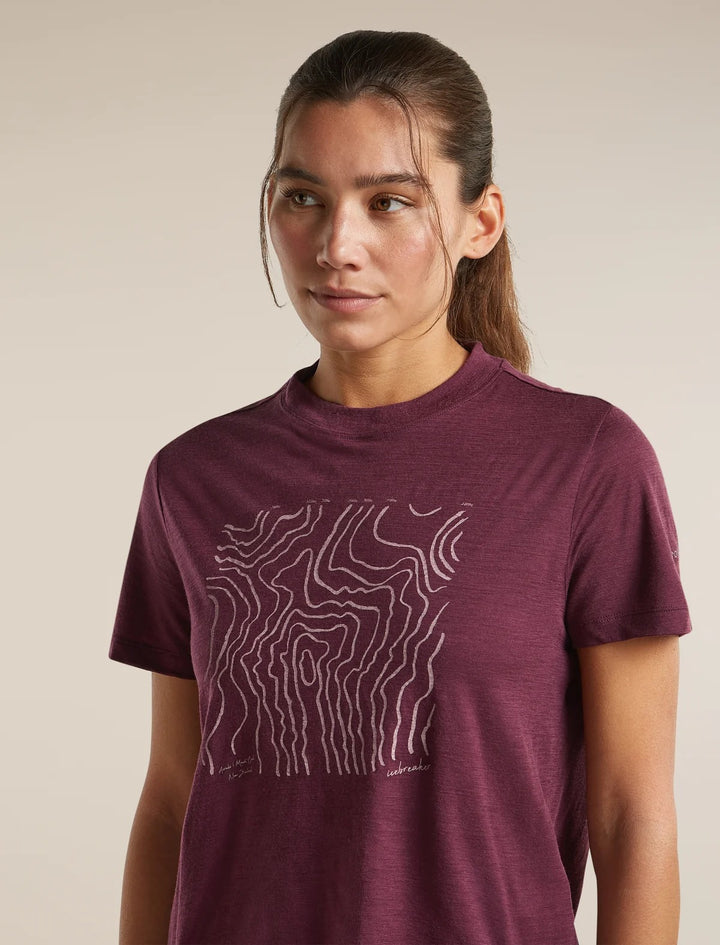 Womens Merino 150 Tech Lite Short Sleeve Crop T Shirt Great Heights  Dark Berry 0A57JO