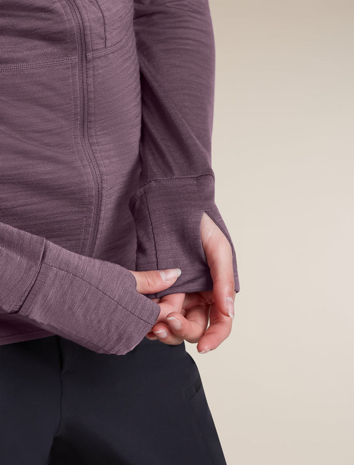 Womens Merino Blend 200 RealFleece™ Descender Long Sleeve Zip Hoodie  Grey Plum 0A57QK