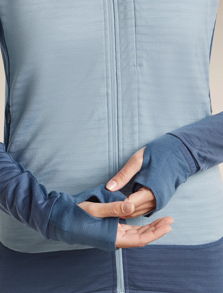 Womens Merino Blend 300 RealFleece™ Descender Long Sleeve Zip Hoodie  Dawn/Zinc Blue 0A57QM