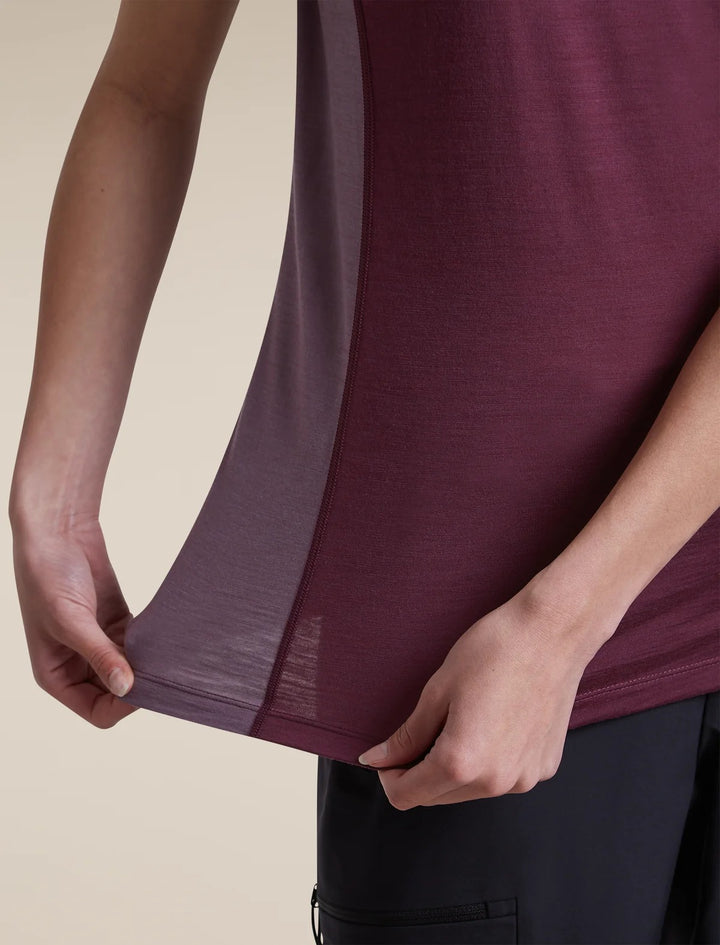 Womens Merino Blend 125 Cool-Lite™ Sphere Short Sleeve T Shirt Colour Block  Dark Berry/Grey Plum 0A57I1