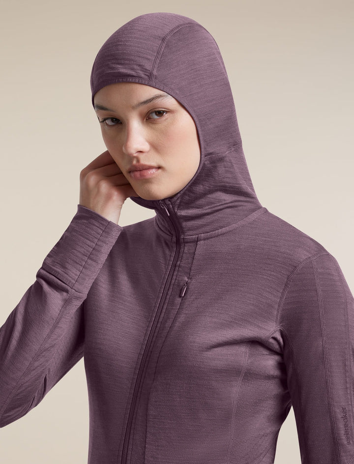 Womens Merino Blend 200 RealFleece™ Descender Long Sleeve Zip Hoodie  Grey Plum 0A57QK