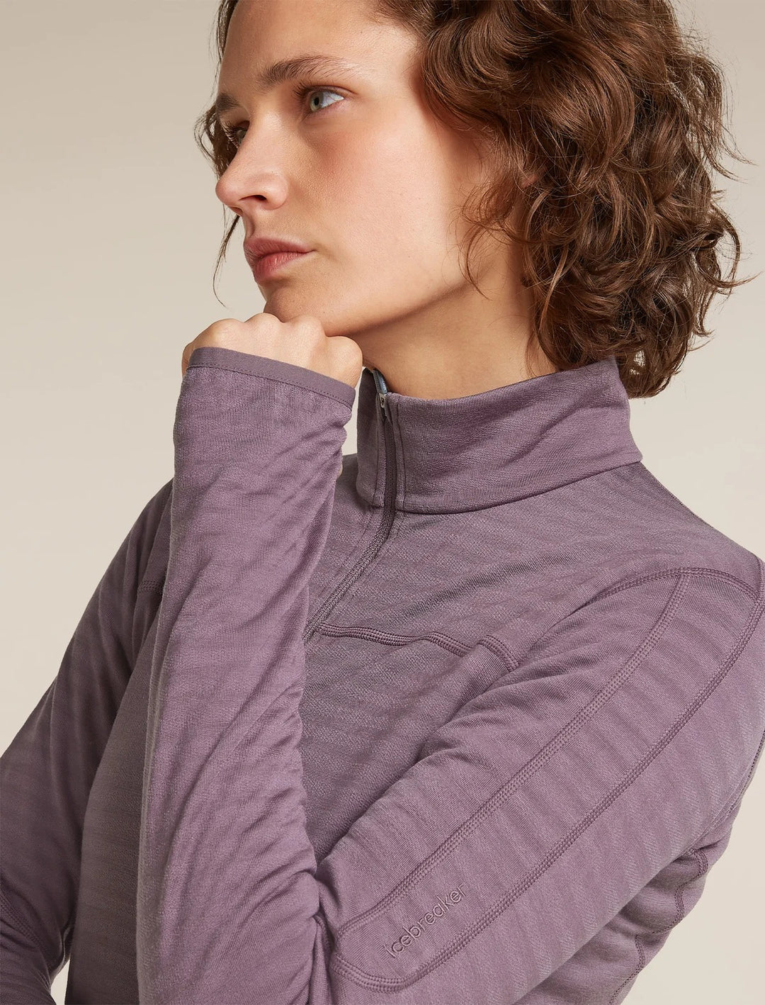 Womens Merino Blend 300 RealFleece™ Descender Long Sleeve Zip Grey Plum 0A57QL