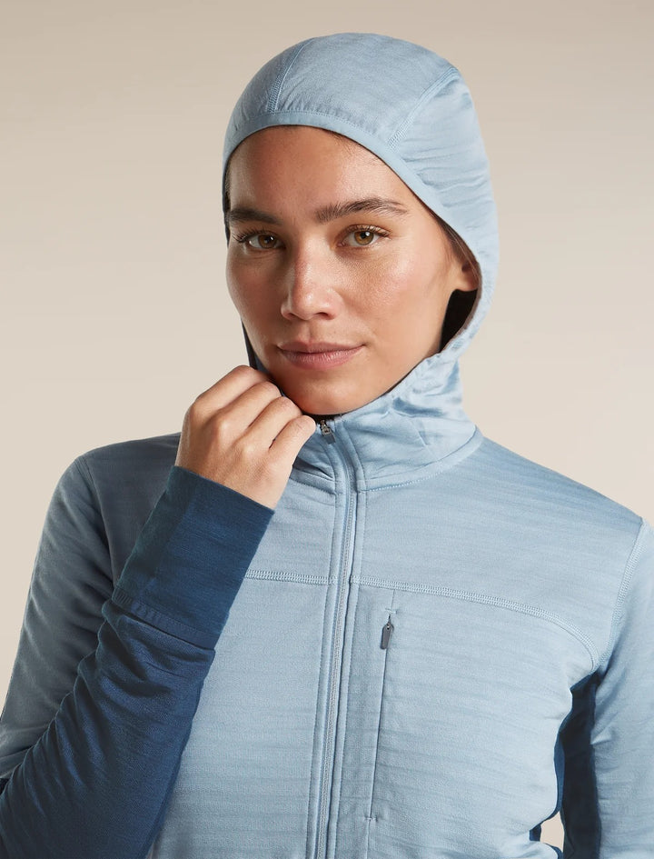 Womens Merino Blend 300 RealFleece™ Descender Long Sleeve Zip Hoodie  Dawn/Zinc Blue 0A57QM