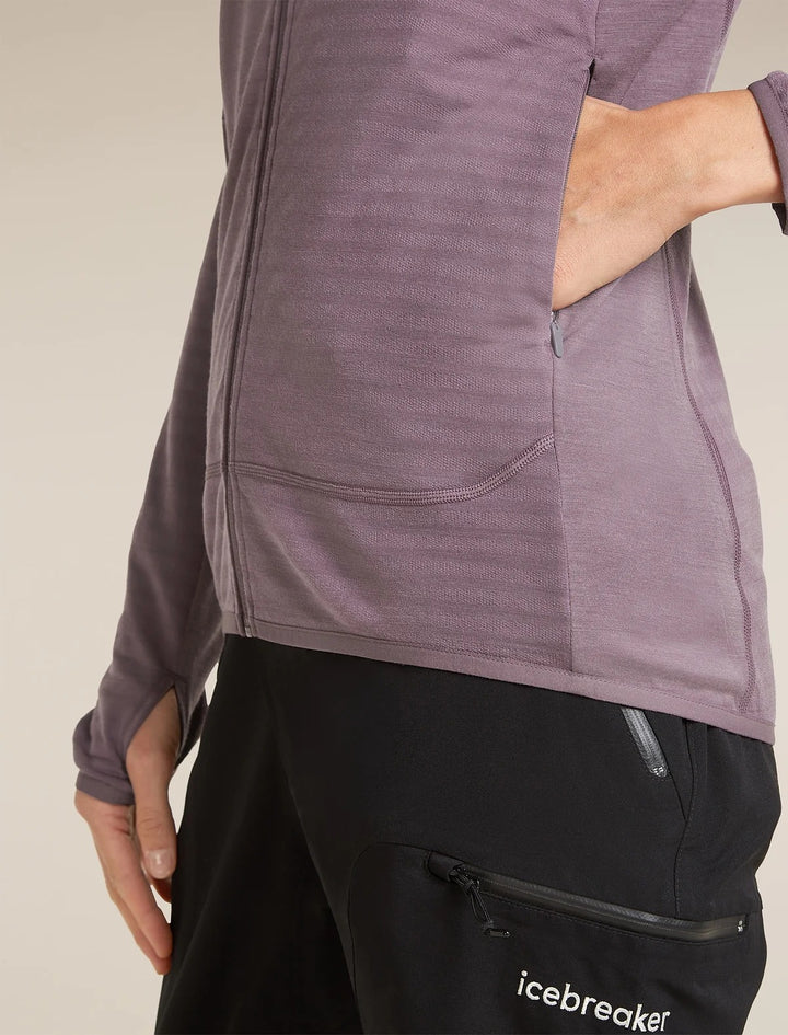 Womens Merino Blend 300 RealFleece™ Descender Long Sleeve Zip Grey Plum 0A57QL