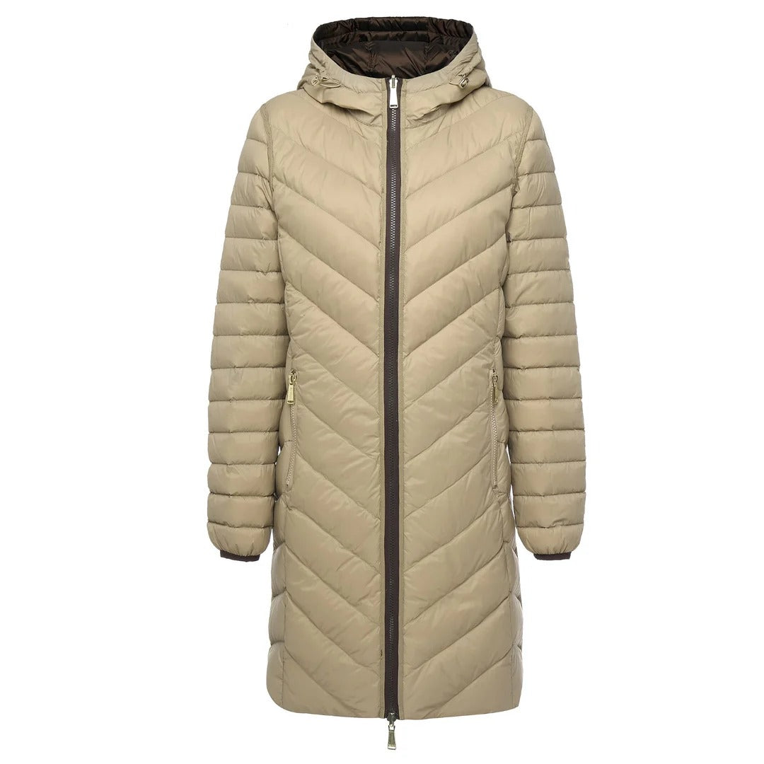Womens Arnie Reversible Puffer Down Coat   Chocolate/Palomino