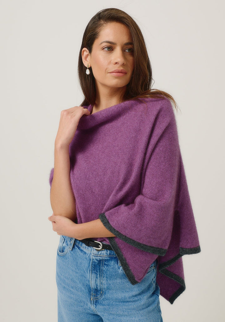 Womens Two Tone Poncho Lilac/Sate 1623
