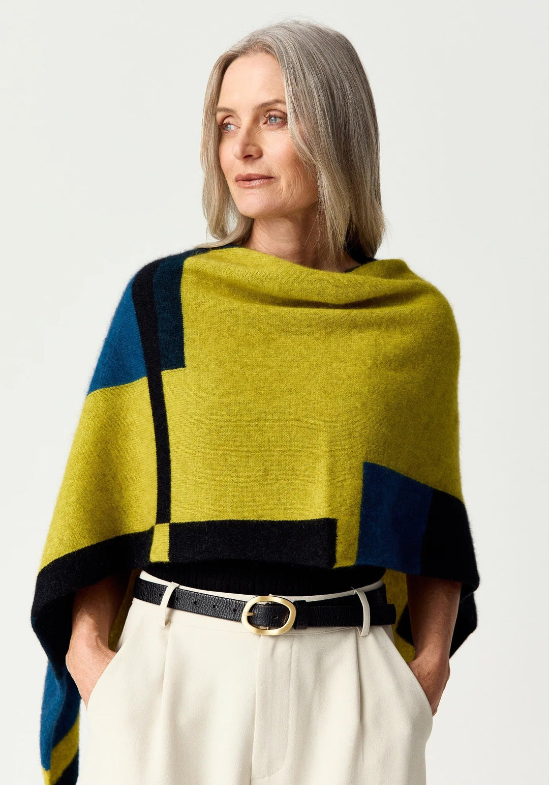 Womens Empress Poncho Golden Pearl/Peacock  Multi 1677