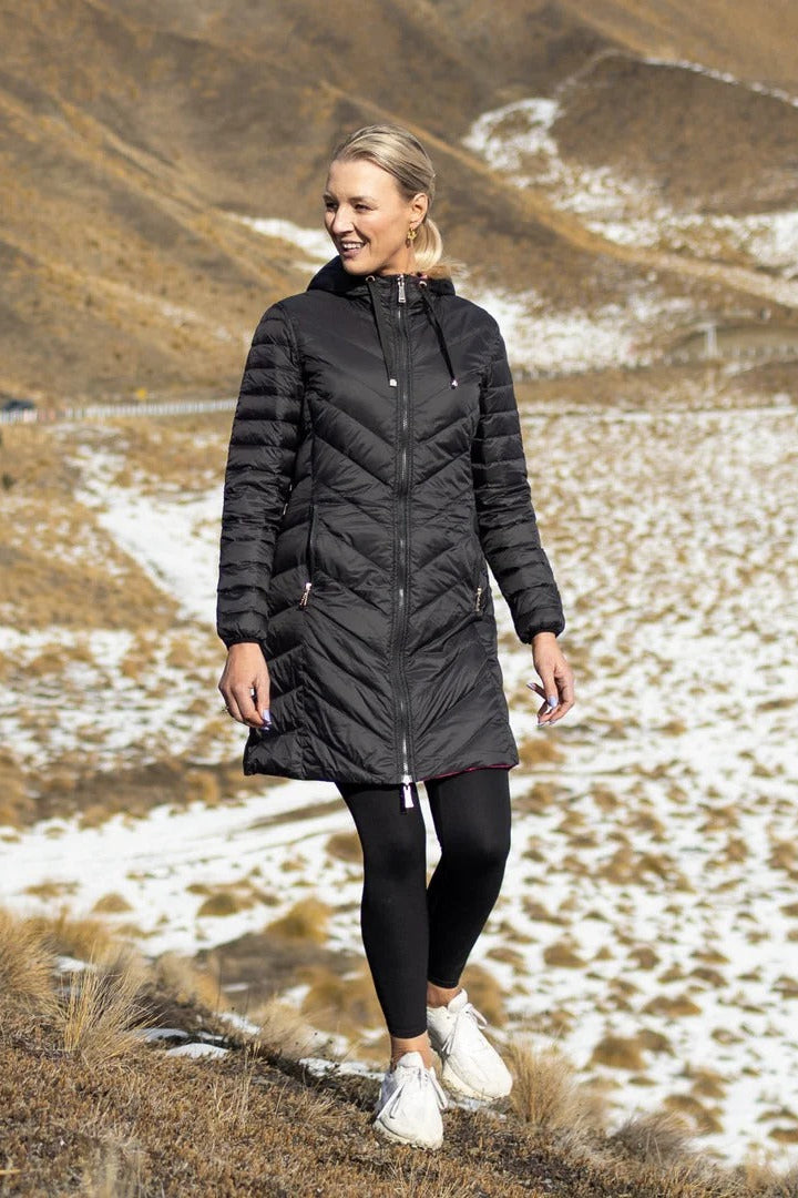 Womens Arnie Reversible Puffer Down Coat   Black/Rose